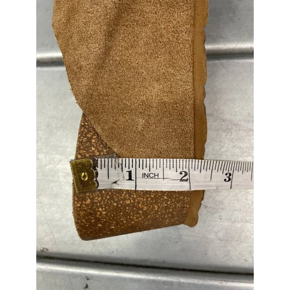 Yokono Wedge‎ Sandals Womens 9 Brown Suede Leather Cork Heel